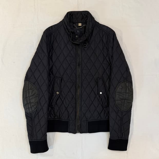 버버리 가죽패치 퀼팅 봄버자켓 블랙