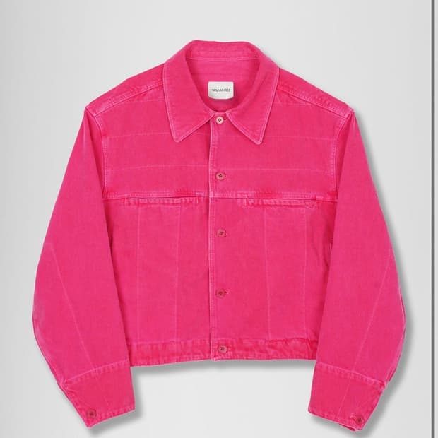 미착용) 누마레 네오 코튼 가먼트 스티치드 자켓 핑크