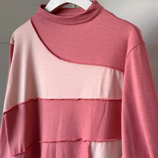 High gauge fabric panel mock neck top