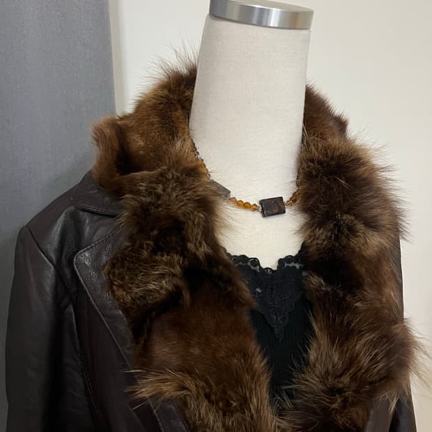 fur brown leather jacket