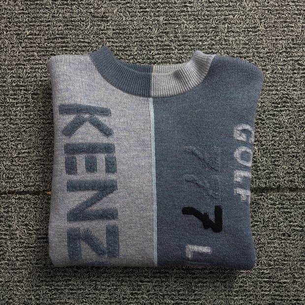 90s 겐조 아카이브 스펠아웃 디테일 배색 니트 2038