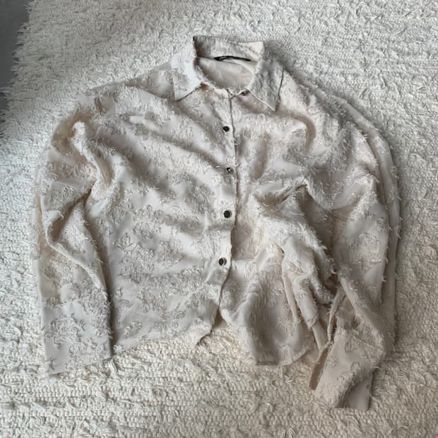 Zara 자라 플라워 패턴 시스루 셔츠