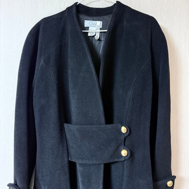 노카라 차콜블랙 빈티지 롱코트