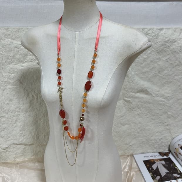 빈티지 리본 새 오리엔탈 목걸이