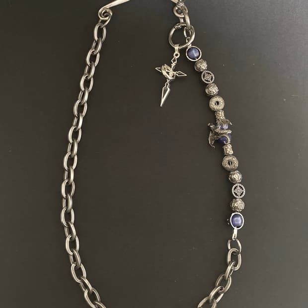 빈티지 블루비즈  팬츠 체인