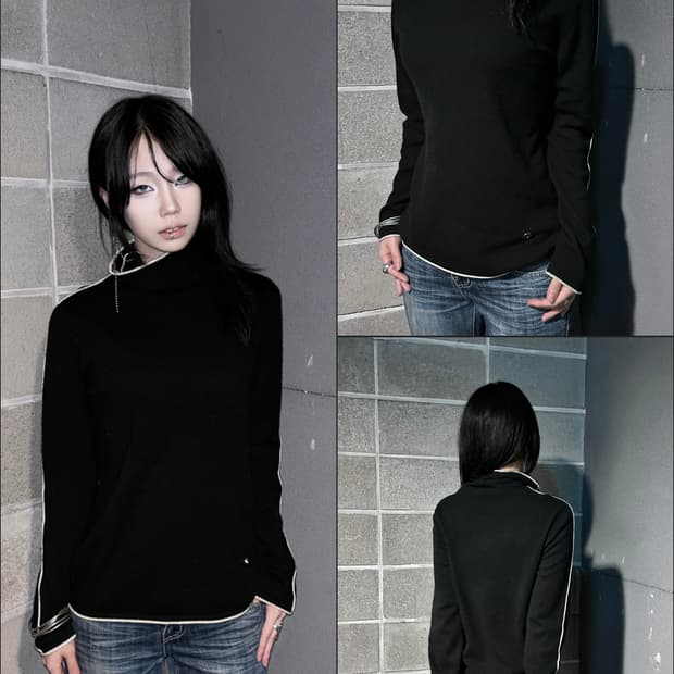 로로피아나 파이핑 터틀넥 니트