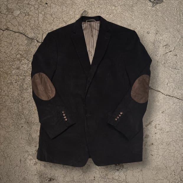 CHAPS 블랙 코듀로이 엘보패치 블레이저