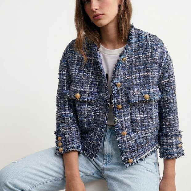 자라 아방 트위드 점퍼