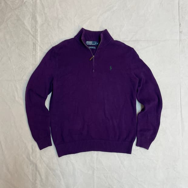 폴로 반집업 니트