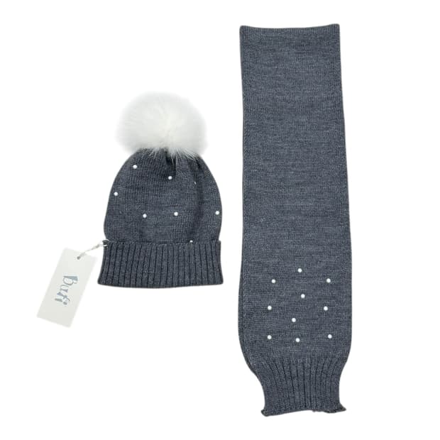 BUFI 이태리 머플러 비니 세트 그레이