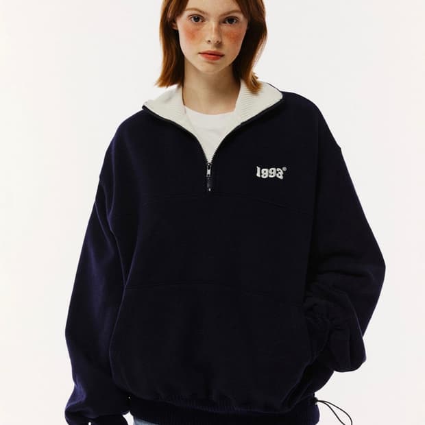 1993스튜디오 빈티지 기모 반 집업 네이비