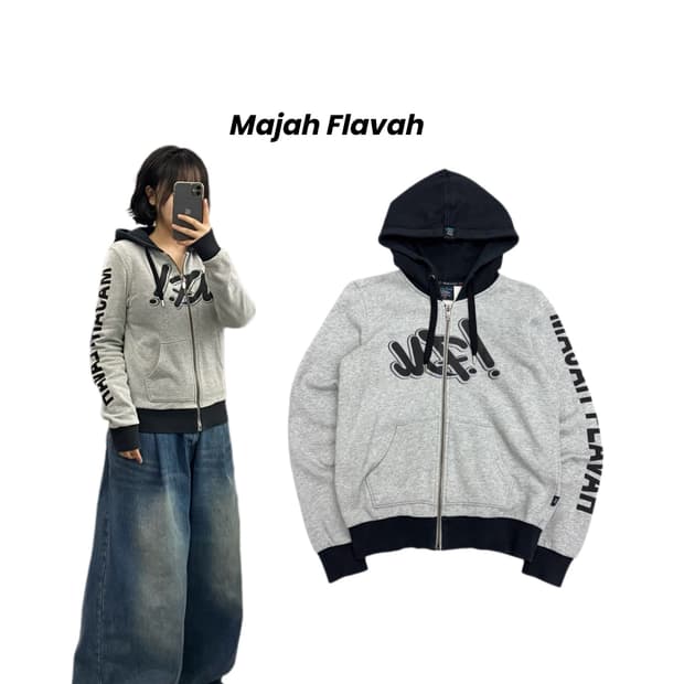 마자플라바 빅로고 딱붙 후드집업