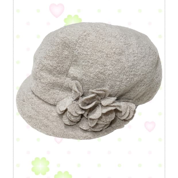 하구미 플라워 베이지 헌팅캡 모자 
