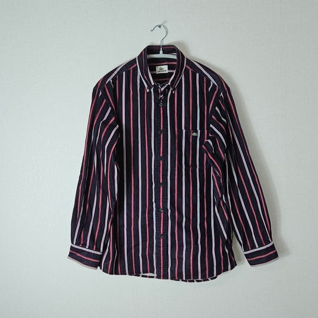 라코스테 스웨이드 셔츠 스트라이프 레드블랙 남성 95