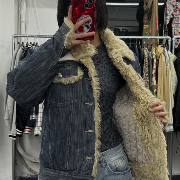 캘빈 클라인스 데님 퍼 자켓