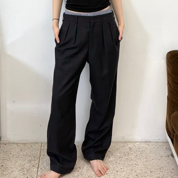 BURBERRY 체크패턴 투턱 슬랙스