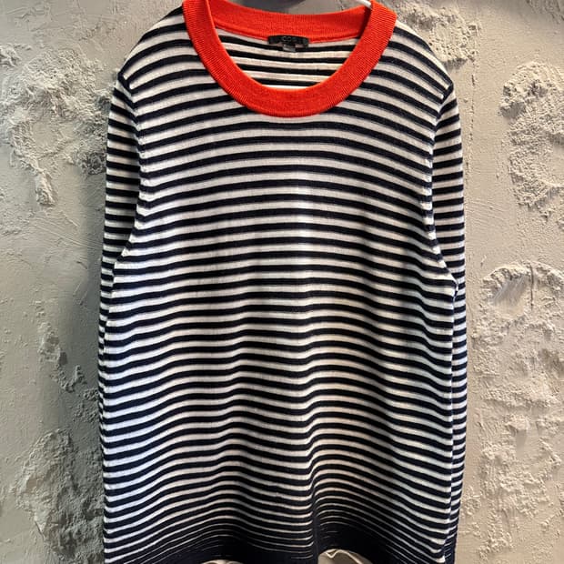 코스 COS 스트라이프 메리노 울 니트 네이비 아이보리 L