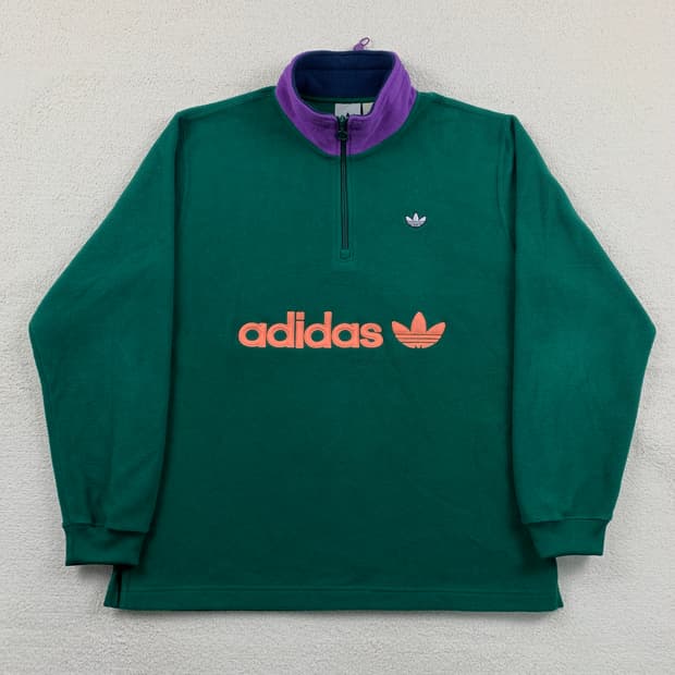 아디다스 오리지날 자수로고 하프집업 플리스