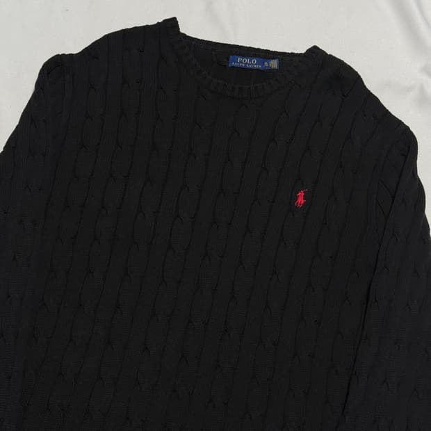 XL 폴로랄프로렌 블랙 케이블 니트 