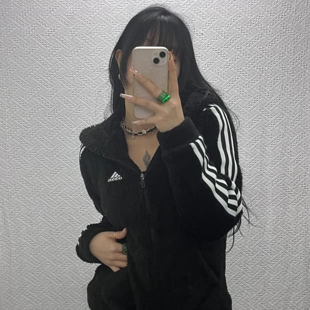 아디다스 빈티지 폭닥 양털 후드 후리스 자켓 S C08202