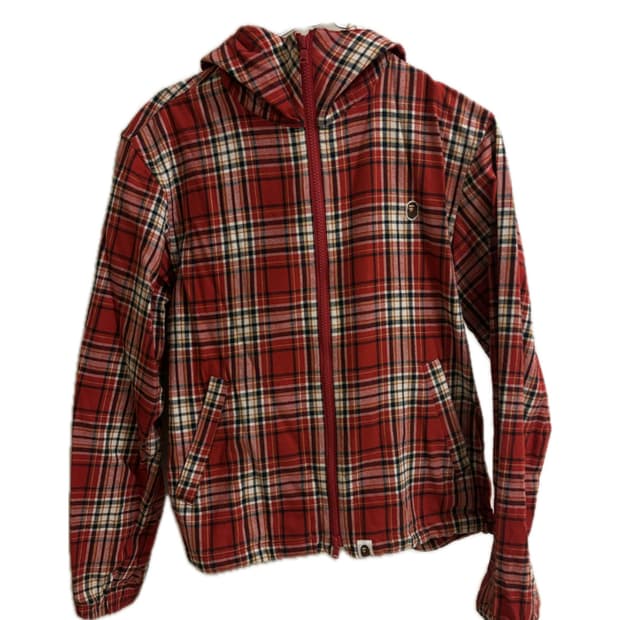 [희귀✨]베이프 체크 집업 레드 자켓