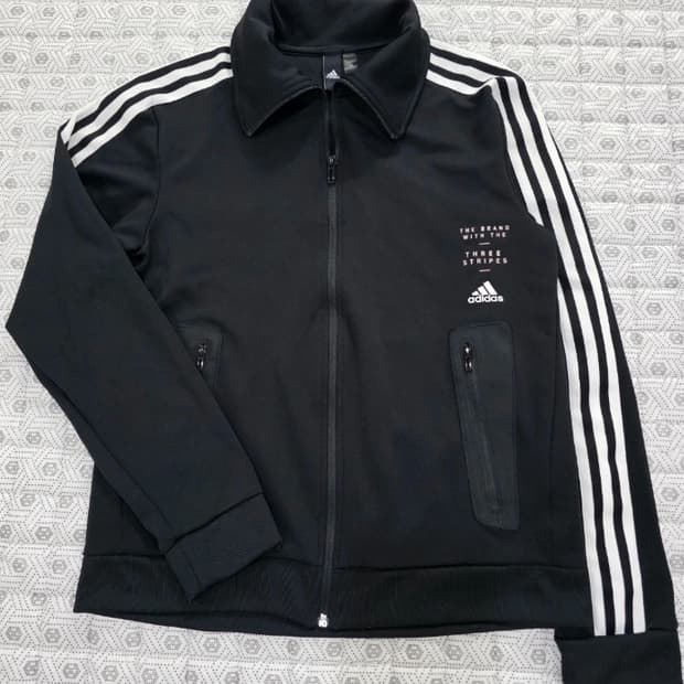 아디다스 블랙 삼선 트랙 자켓 L