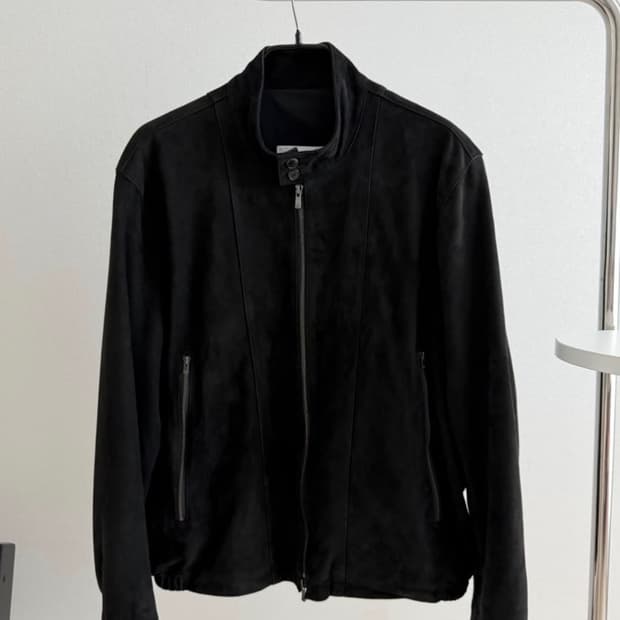 해칭룸 해링턴 스웨이드 레더자켓 블랙