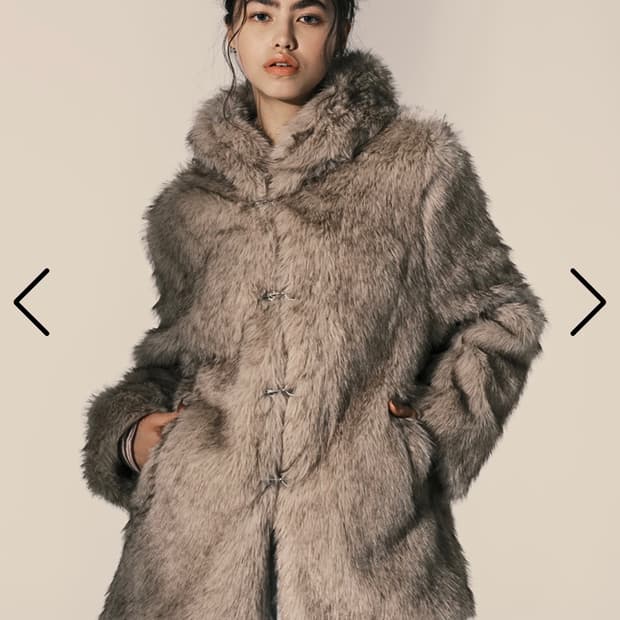 Nyxx 후드 퍼코트 베이지