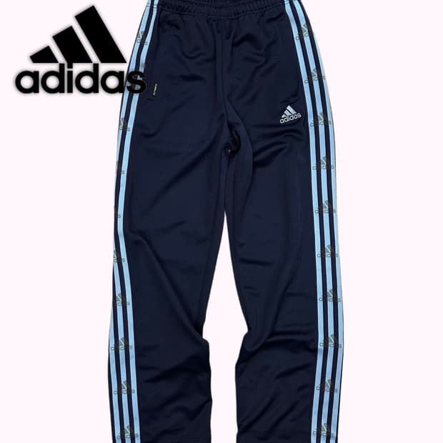 ADIDAS logo stripe navy track pants