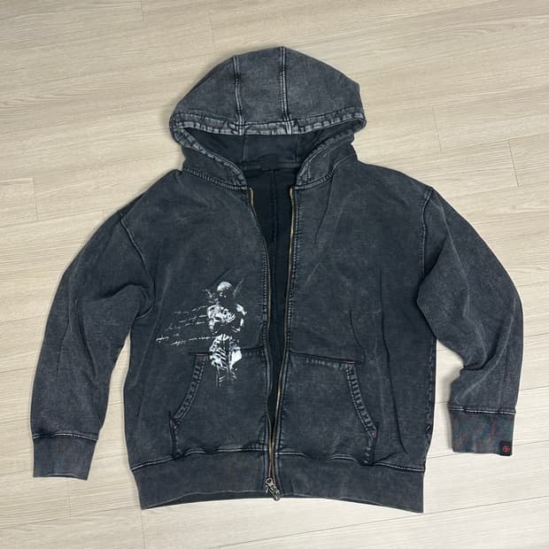 터프 데미지드 워싱 커스텀 후드집업