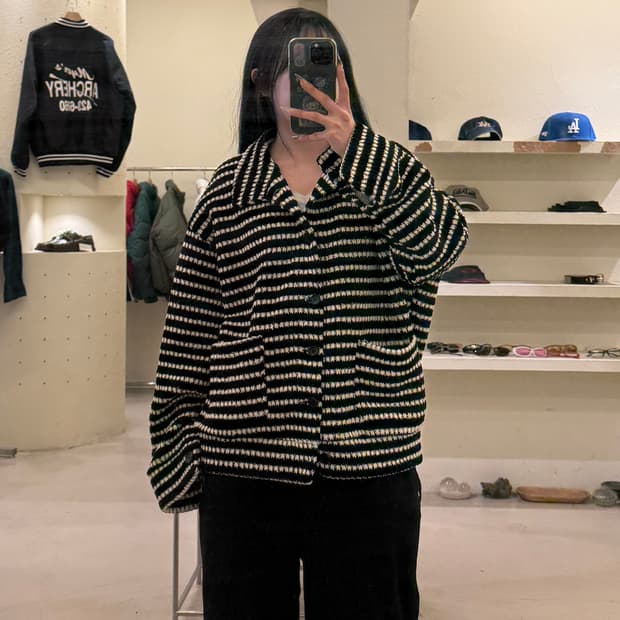 노이즈 스트라이프 니트 가디건 U949