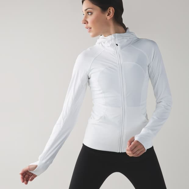 룰루레몬 뒷면 셔링 후드 집업 자켓 화이트