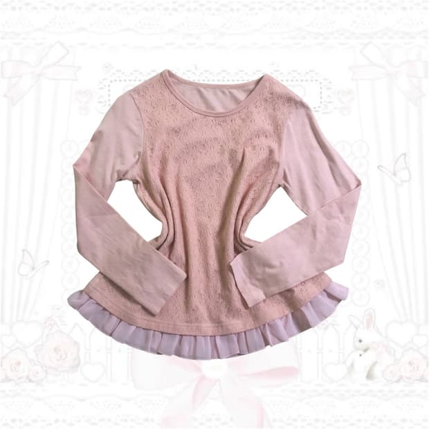 일본빈티지 핑크 벚꽃 긴팔 히메갸루 라떼갸루 모리걸