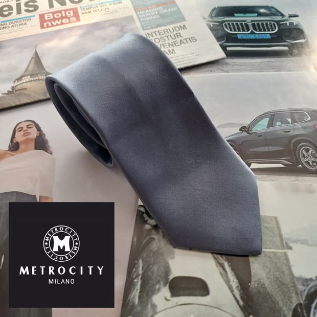 메트로시티 실크 그레이 솔리드 슬림 넥타이 7.2cm A등급 A18524