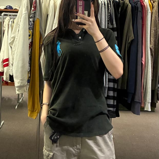 XL)폴로 랄프로렌 빈티지 빅포니 블랙 메쉬 반팔