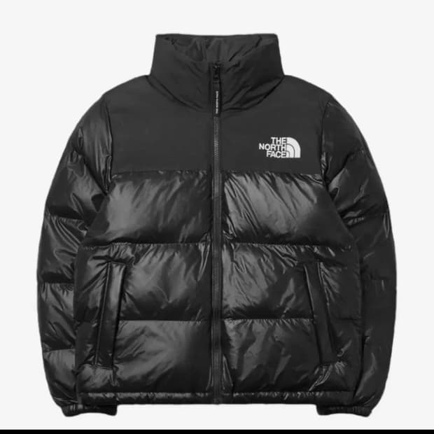 노스페이스 패딩 유광 블랙 눕시