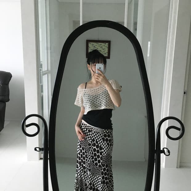 polka dot maxi skirt