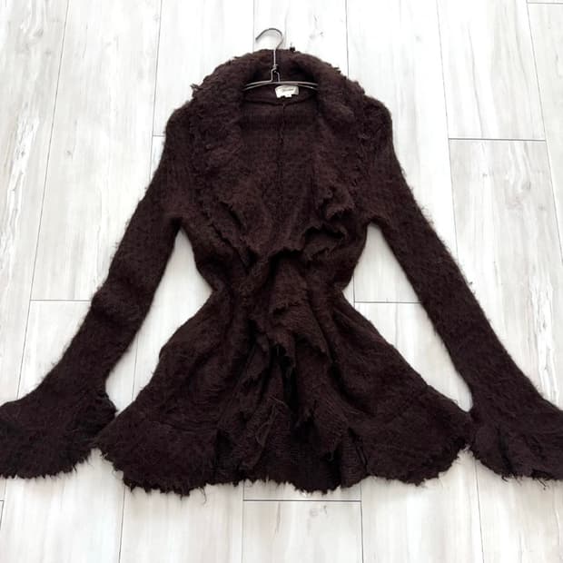 Deep Brown Fairy Wavy Wool Cardigan