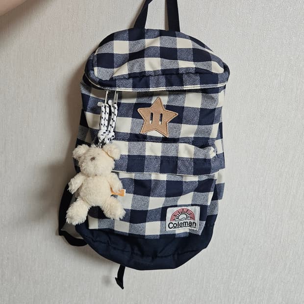 일본 콜맨 빈티지 체크 백팩/모리걸