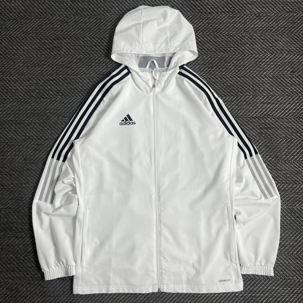 아디다스 화이트 박시핏 우븐 트랙 바람막이 자켓o 3506
