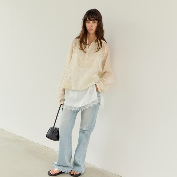 르바 Dot Bubble Hoody Anorak - Cream Butte