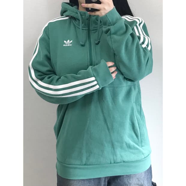 아디다스 파이어버드 기모 반집업 후드티 M