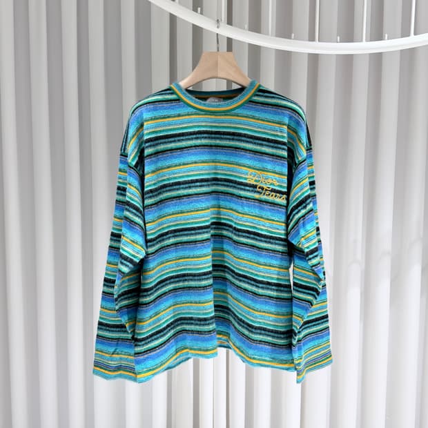 (A+/XXL) / 디올 데님 티어스 스트라이프 모헤어 니트