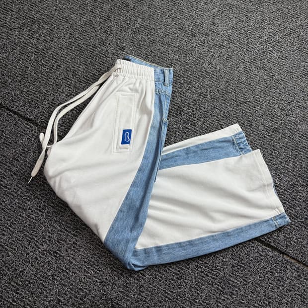 빈티지 데님 스웻 믹스업 와이드 팬츠 2555