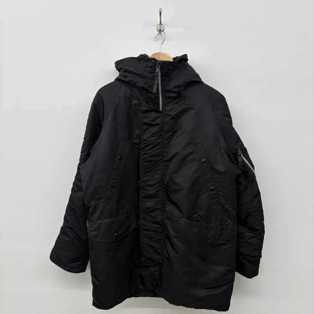 알파인더스트리 n3b 블랙 후드 패딩 점퍼 남/M