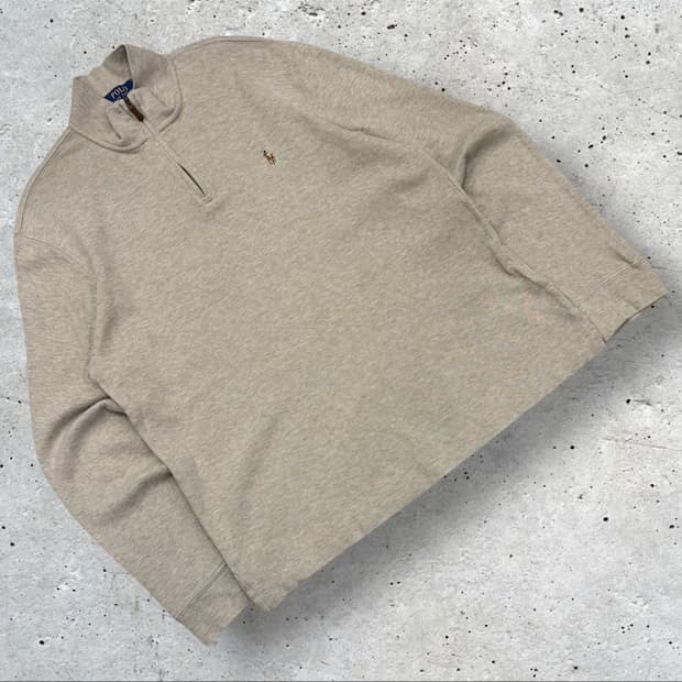 [M] 폴로 랄프로렌 신형 큐알 하프넥 맨투맨 베이지 C638