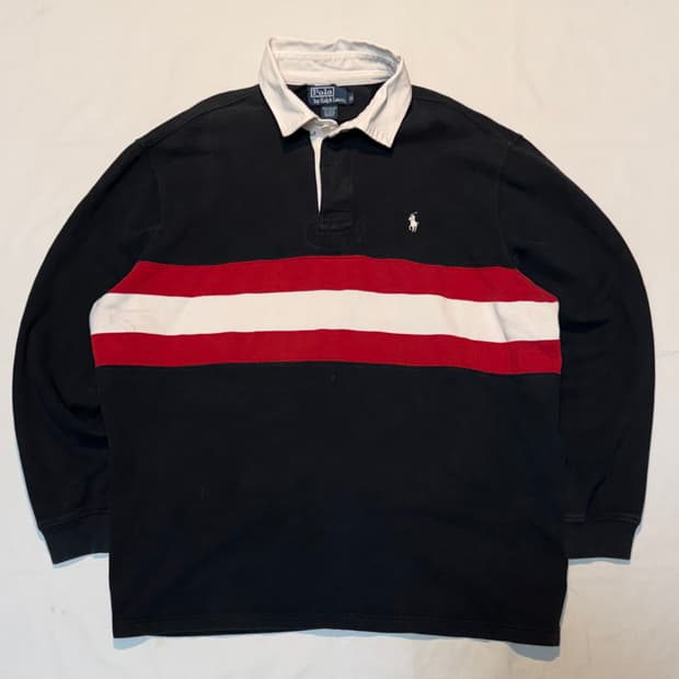 폴로 랄프로렌 롱슬리브 럭비 카라티 블랙