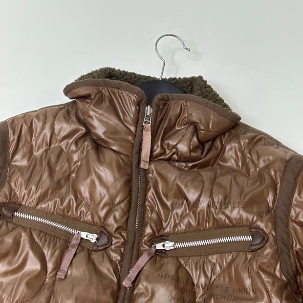 Avirex 아비렉스 브라운 퀄티드 밀리터리 쉐르파 자켓