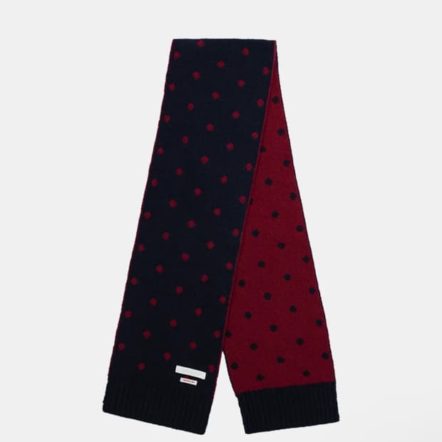 오헤시오 도트 머플러 와인 네이비