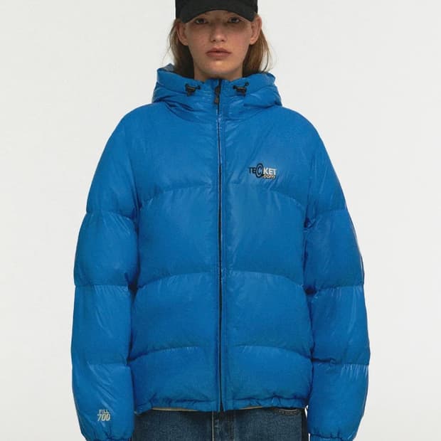 새상품) 테켓 Dot-com 다운 자켓 블루 숏패딩 (M)